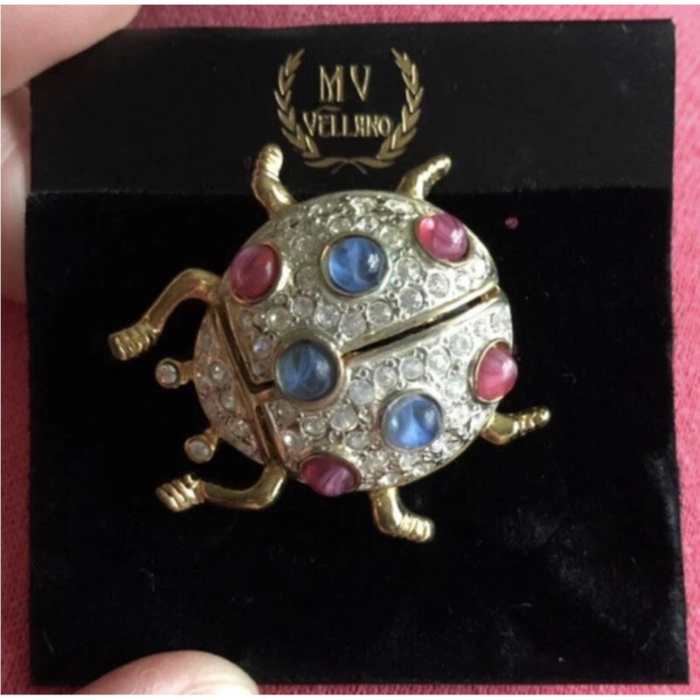 Brand New M. V. VELLANO Rhinestone Lady Bug Brooch!!!